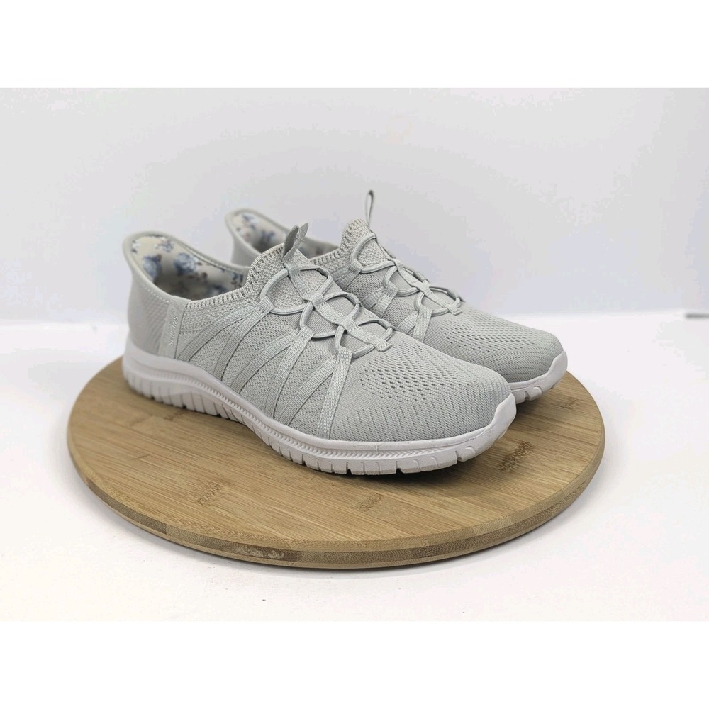 Sketchers Slip Ins Hands Free Shoes Womans 9 Gray Air Cooled Memory Washable